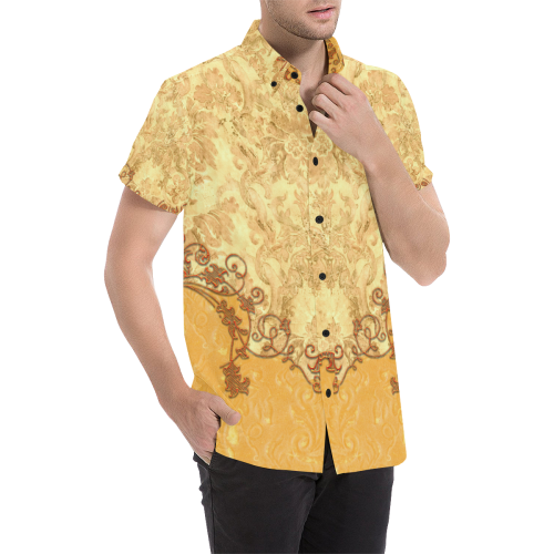Yellow flowers Men's All Over Print Short Sleeve Shirt (Model T53)