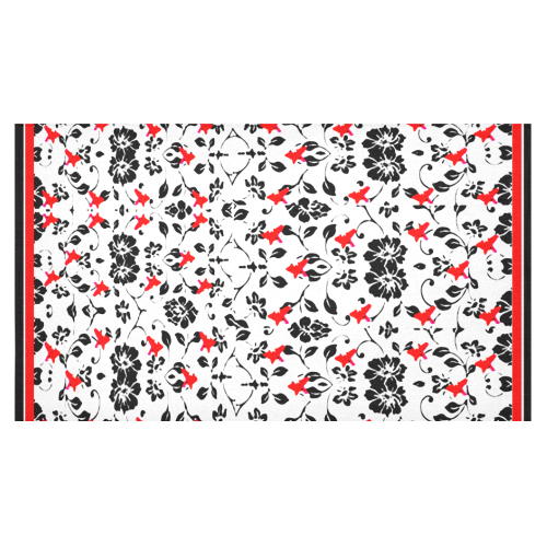Tiny red and black florals cotton linen tablecloth 60x104 Cotton Linen Tablecloth 60"x 104"