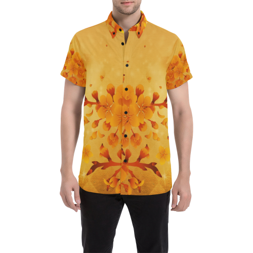 Floral design, soft colors Men's All Over Print Short Sleeve Shirt (Model T53)