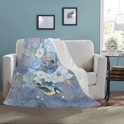 Gothic Skull With Butterfly Ultra-Soft Micro Fleece Blanket 50"x60"