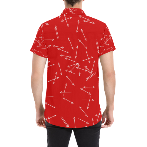 Arrows Every Direction White on Red Men's All Over Print Short Sleeve Shirt (Model T53)