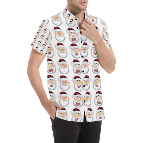 santa faces.all in a row Men's All Over Print Short Sleeve Shirt (Model T53)