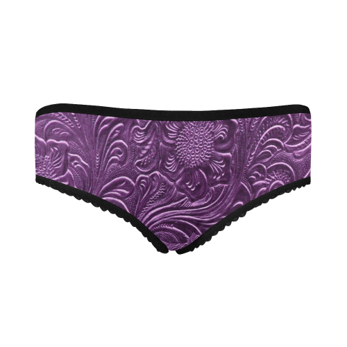 Embossed Purple Flowers Women's All Over Print Classic Briefs (Model L13)