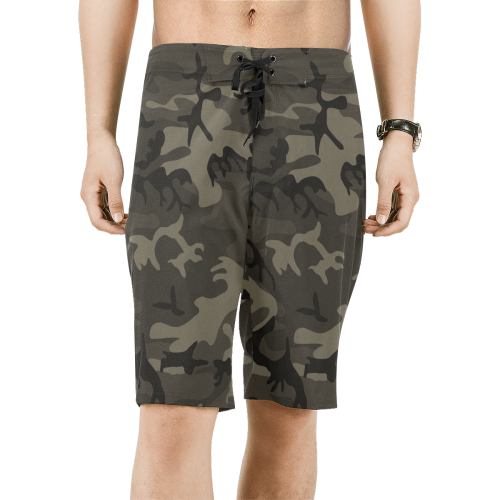 Camo Grey Men's All Over Print Board Shorts (Model L16)