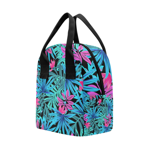Tropical Aqua And Pink Leaves Zipper Lunch Bag (Model 1689)