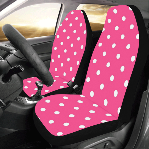 Hot Pink White Dots Car Seat Covers (Set of 2)