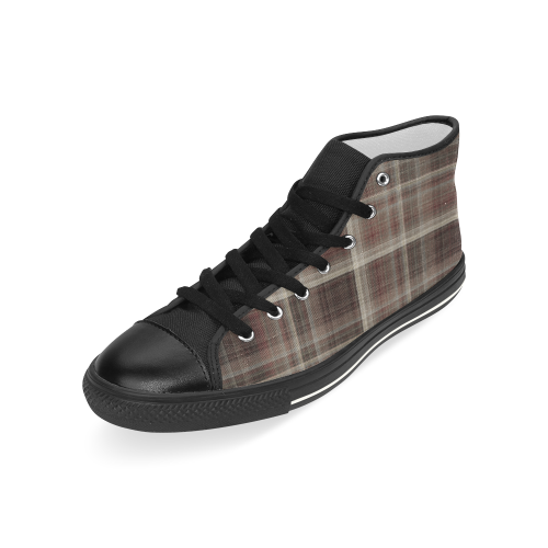 brownplaid Men’s Classic High Top Canvas Shoes (Model 017)