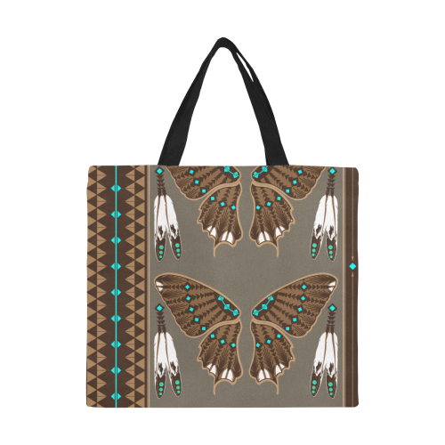 Butterfly wings Brown All Over Print Canvas Tote Bag/Large (Model 1699)