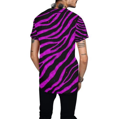Ripped SpaceTime Stripes - Pink All Over Print Baseball Jersey for Men (Model T50)