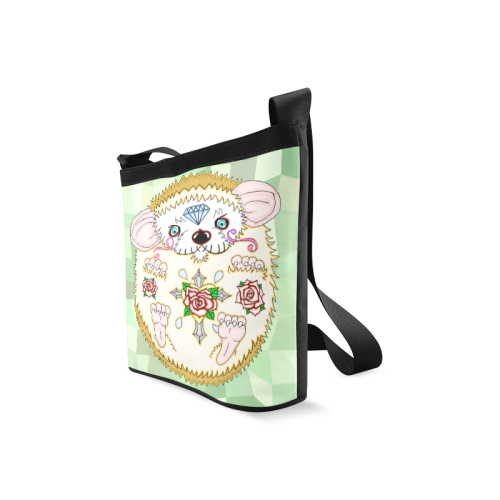 Sugar Skull Hedgehog Pastel Green Mosaic Crossbody Bags (Model 1613)