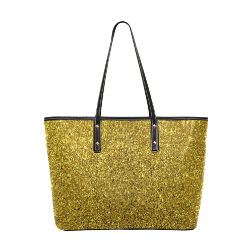 Gold Glitter Chic Leather Tote Bag (Model 1709)