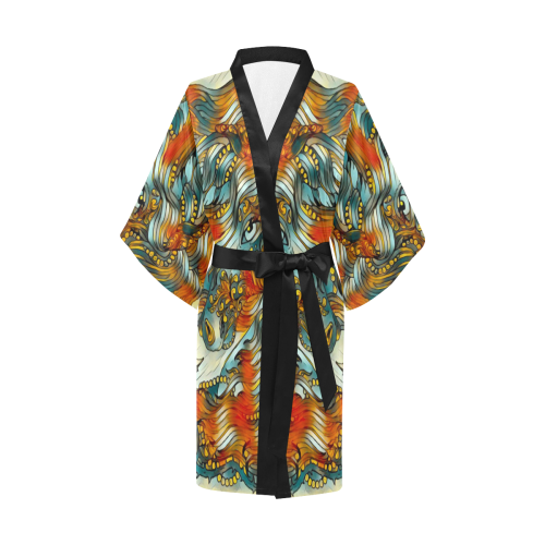 Colorful Unicorn Silk Fantasy Kimono Robe