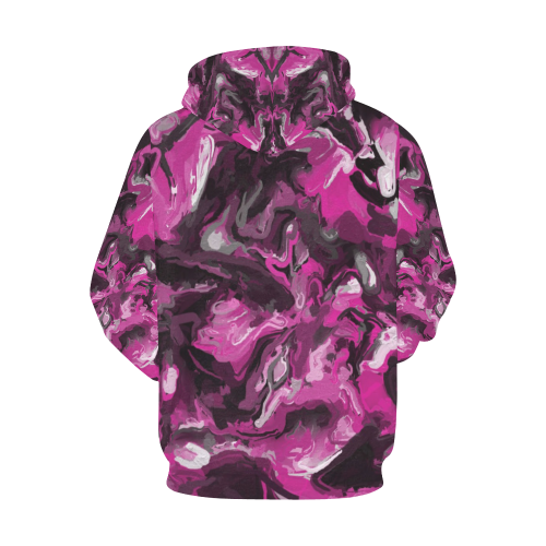 Pink, Black, White, and Gray Swirls All Over Print Hoodie for Women (USA Size) (Model H13)