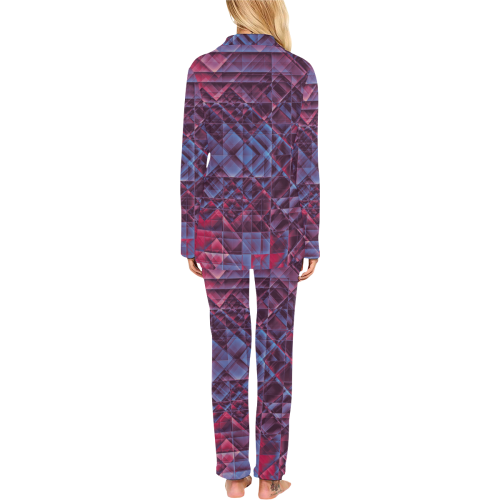 pixels blue red #pixels Women's Long Pajama Set