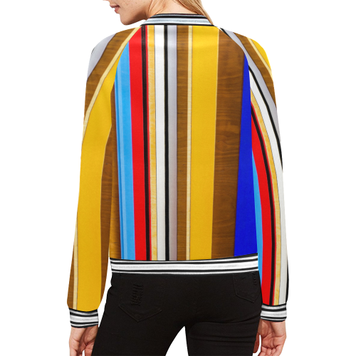 Colorful abstract pattern stripe art All Over Print Bomber Jacket for Women (Model H21)