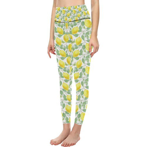 Lemons And Butterfly Women's All Over Print High-Waisted Leggings (Model L36)