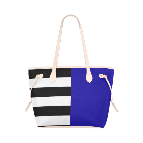 Blue and Stripes Mixed Print Clover Canvas Tote Bag (Model 1661)