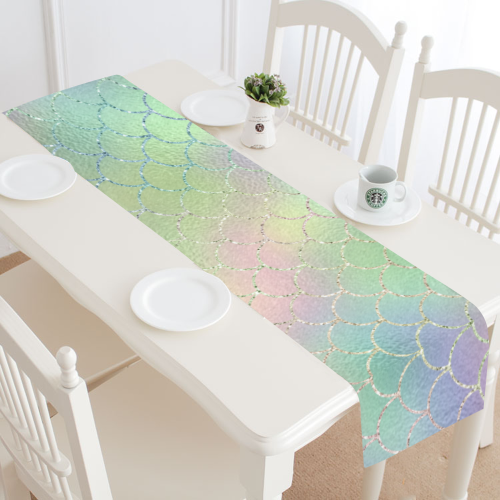 Pastel Mermaid Sparkles Table Runner 16x72 inch