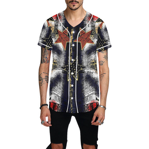 American Town 01 with Stars Design By Me by Doris Clay-Kersey All Over Print Baseball Jersey for Men (Model T50)