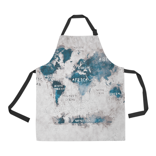 world map OCEANS and continents All Over Print Apron