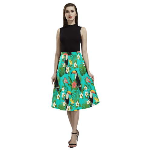 Tropical Summer Toucan Pattern Aoede Crepe Skirt (Model D16)