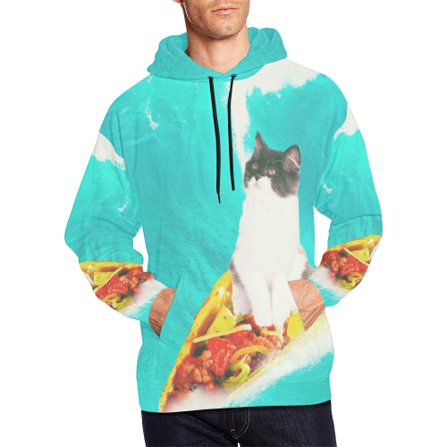 Kitty Cat Surfing Taco All Over Print Hoodie for Men (USA Size) (Model H13)