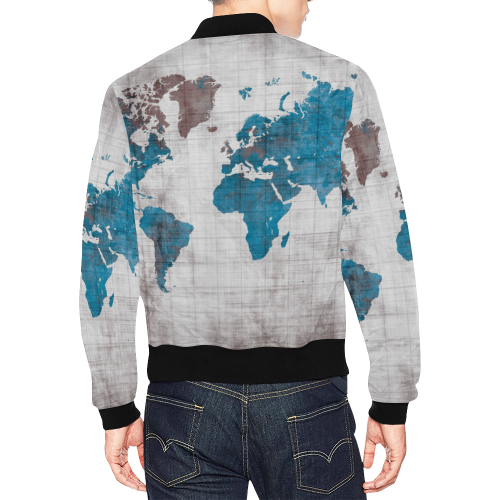 world map All Over Print Bomber Jacket for Men/Large Size (Model H19)