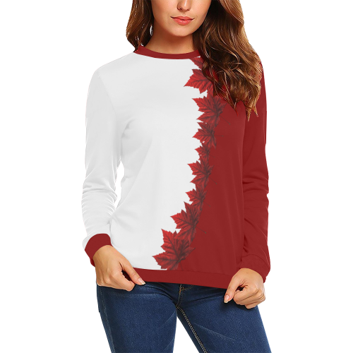 Canada Maple Leaf Sweatshirts All Over Print Crewneck Sweatshirt for Women (Model H18)