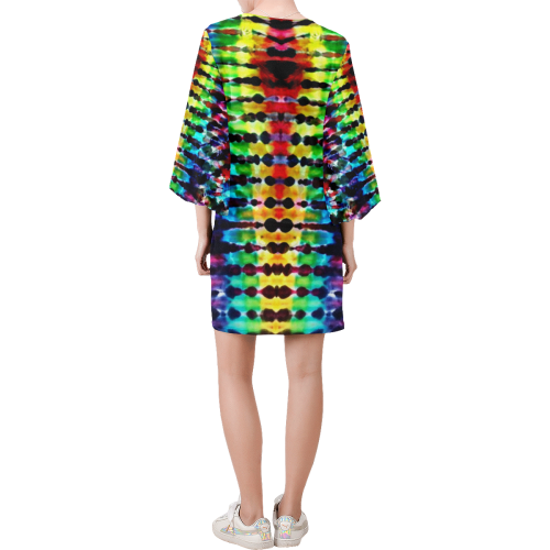 Rainbow Tie Dye Stripe Bell Sleeve Dress (Model D52)