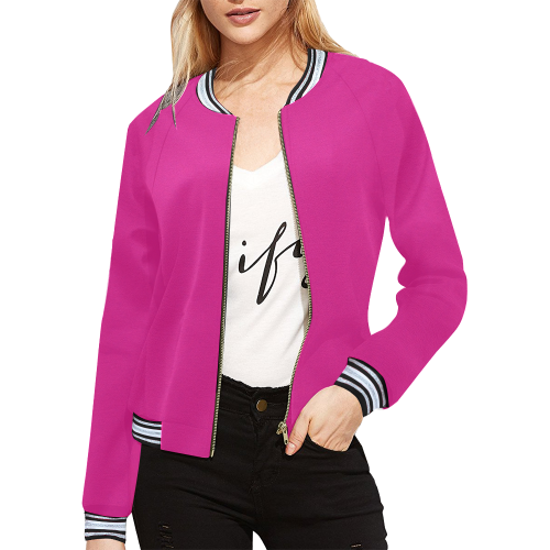 color Barbie pink All Over Print Bomber Jacket for Women (Model H21)