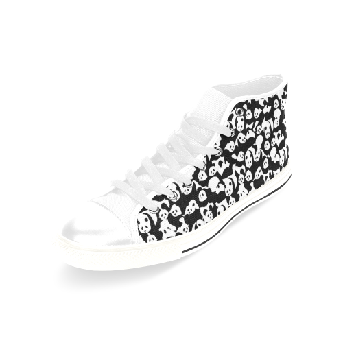 Panda Pattern Men’s Classic High Top Canvas Shoes /Large Size (Model 017)
