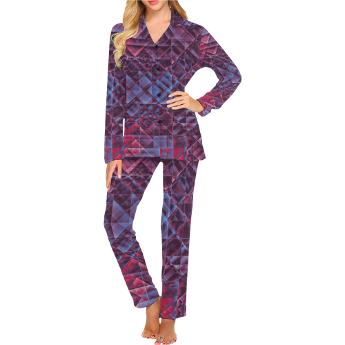 pixels blue red #pixels Women's Long Pajama Set