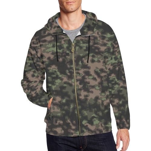 WWII Rauchtarn Spring Camouflage All Over Print Full Zip Hoodie for Men (Model H14)