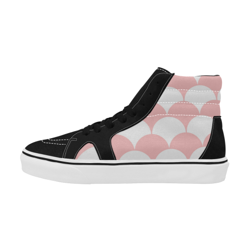Abstract  pattern - pink and white. Women's High Top Skateboarding Shoes/Large (Model E001-1)