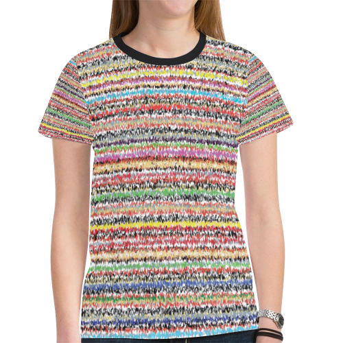 Patterns of colorful lines New All Over Print T-shirt for Women (Model T45)