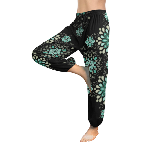 Green on black, seamless pattern with atmosphere Women's All Over Print Harem Pants (Model L18)
