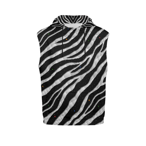 Ripped SpaceTime Stripes - White All Over Print Sleeveless Hoodie for Men (Model H15)