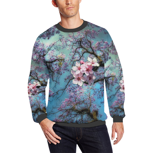 Cherry blossomL All Over Print Crewneck Sweatshirt for Men (Model H18)