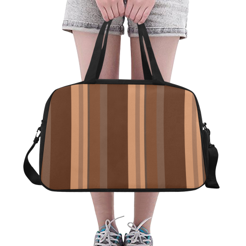Brown Chocolate Caramel Stripes Fitness Handbag (Model 1671)