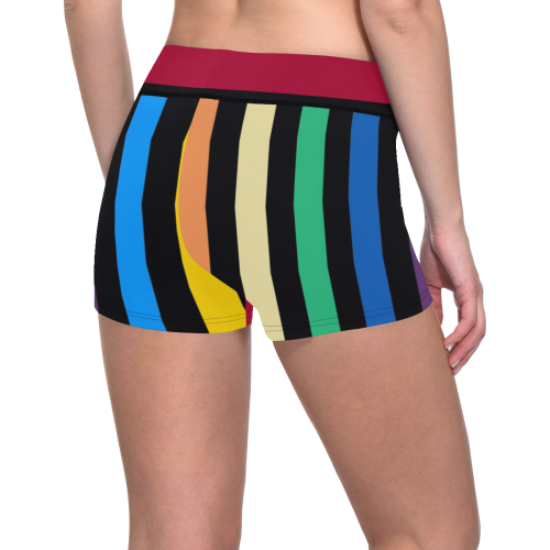 Rainbow Stripes with Black Women's All Over Print Short Leggings (Model L28)