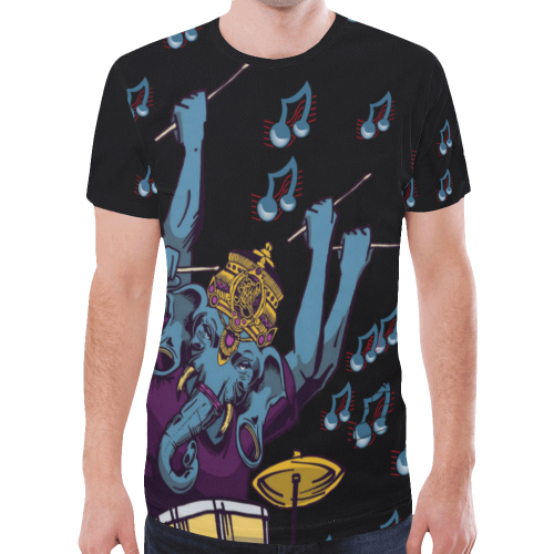 All Over Shirt Ganesha Drummer Music Design New All Over Print T-shirt for Men (Model T45)