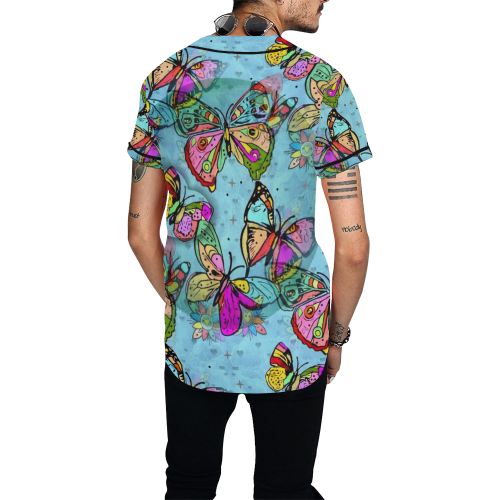 Butterfly  Popart by Nico Bielow All Over Print Baseball Jersey for Men (Model T50)