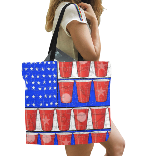 USA Ping Pong by Nico Bielow All Over Print Canvas Tote Bag/Large (Model 1699)