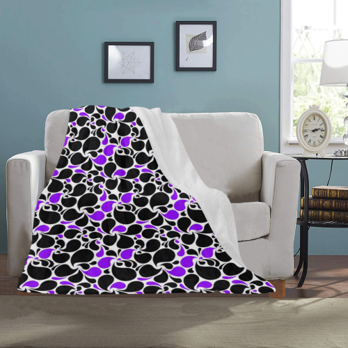 purple black paisley Ultra-Soft Micro Fleece Blanket 30''x40''