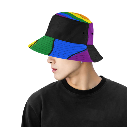 Gay Pride - Rainbow Flag Waves Stripes 1 All Over Print Bucket Hat for Men