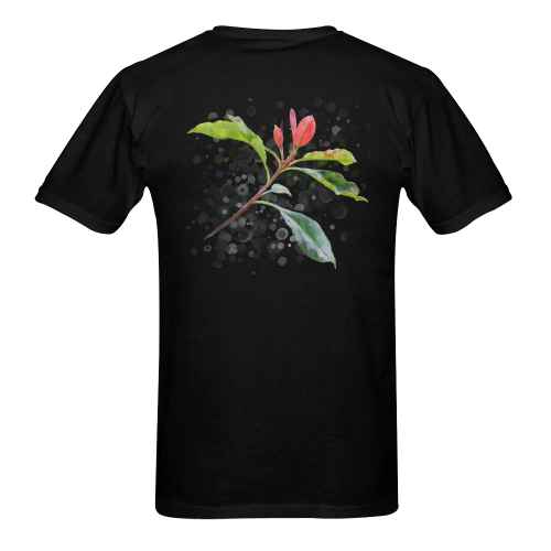 3 colors leaves, red blue green. Floral watercolor Men's T-Shirt in USA Size (Two Sides Printing)