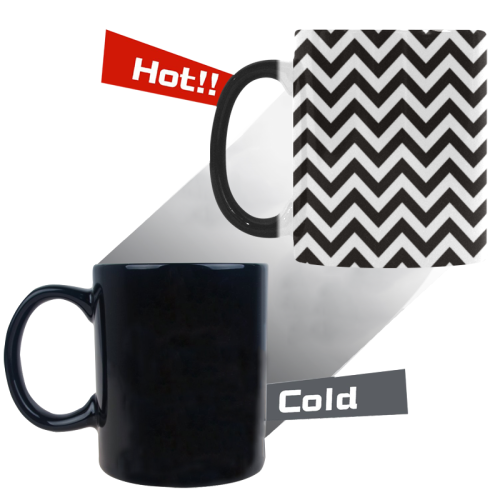 HIPSTER zigzag chevron pattern black & white Custom Morphing Mug (11oz)