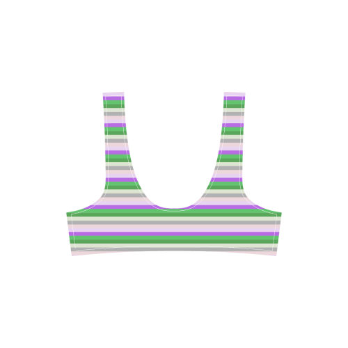 Fun Stripes 2 Sport Top & High-Waisted Bikini Swimsuit (Model S07)