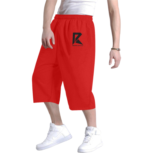 Men's Baggy Shorts (Black & Red) Men's All Over Print Baggy Shorts (Model L37)
