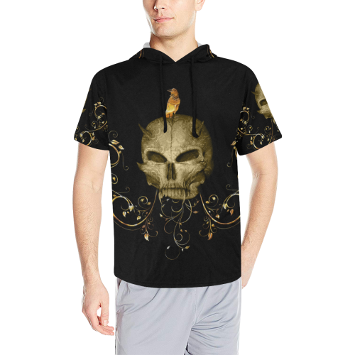 The golden skull All Over Print Short Sleeve Hoodie for Men (Model H32)